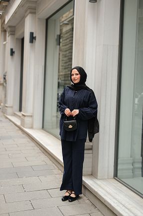 ست بالاتنه و پائین تنه سرمه ای زنانه بافتنی LOCCO - کد 923315339