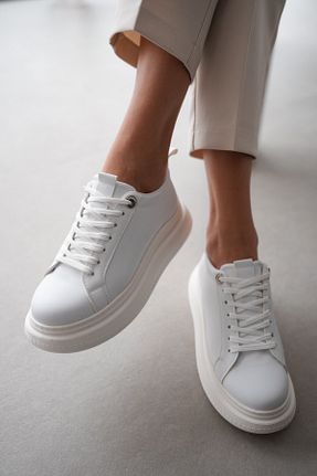 کفش اسنیکر سفید زنانه بند دار selinshoes - کد 923372788