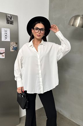 پیراهن سفید زنانه اورسایز msm fashion - کد 923374226