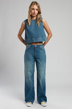 شلوار جین آبی زنانه پاچه گشاد Lee Cooper - کد 924156395