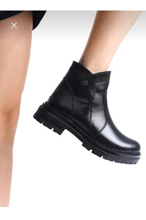 بوت / نیم بوت مشکی زنانه چرم خالص Derimoda - کد 881293623