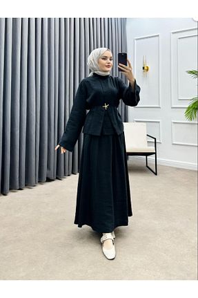 ست بالاتنه و پائین تنه مشکی زنانه بافتنی Molly Nelly - کد 923450598