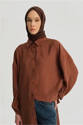 تونیک حجاب قهوه ای زنانه جین Armine - کد 924181836