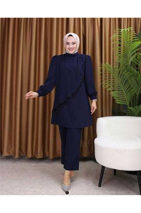 ست بالاتنه و پائین تنه حجاب سرمه ای زنانه رگولار ÇAĞLA MODA 06 - کد 901761014