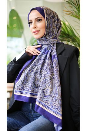 روسری سرمه ای پلی استر efdal şal eşarp - کد 857602884