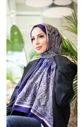 روسری سرمه ای پلی استر efdal şal eşarp - کد 857602884