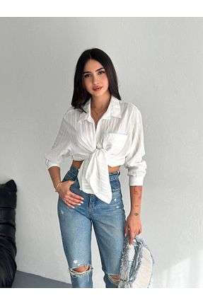 پیراهن سفید زنانه اورسایز Yeys - کد 923490221