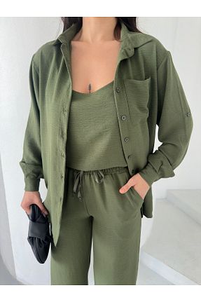 ست بالاتنه و پائین تنه خاکی زنانه بافتنی Brantu - کد 923489172