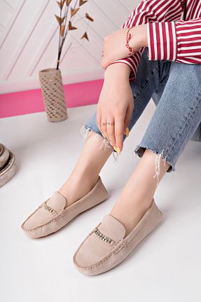 بابت بژ زنانه چرم خالص NOSEY SHOES - کد 923493978