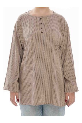 بلوز سایز بزرگ بژ زنانه رگولار Velista - کد 924191095