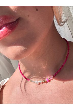 گردنبند جواهر صورتی زنانه منجق JEWELRY - کد 923632847