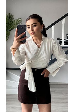 پیراهن سفید زنانه رگولار Oslove - کد 923657033