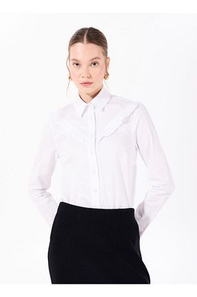 پیراهن سفید زنانه یقه پیراهنی Denim Trip - کد 924306876