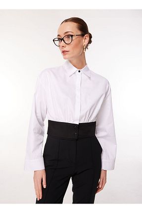 پیراهن سفید زنانه یقه دکمه دار E 4.0 Design Studio x Fabrika - کد 924306995