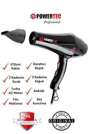 سشوار مشکی 2 Kademeli Powertec - کد 96121599