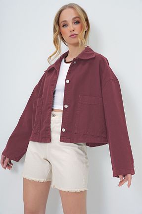 کت زرشکی زنانه کراپ Trend Alaçatı Stili - کد 922734479