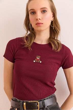 بلوز زرشکی زنانه ساده Olalook - کد 923047145