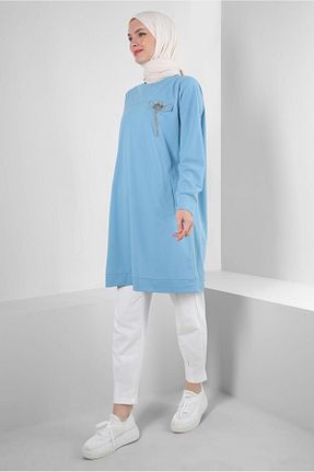 تونیک حجاب آبی زنانه پنبه پلی استر Alvina - کد 833476257