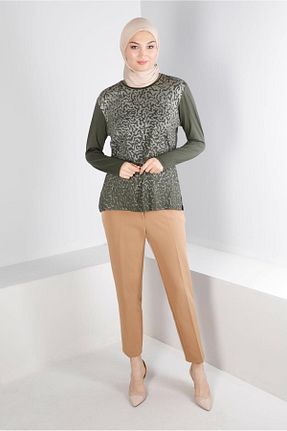 شلوار پارچه ای بژ زنانه بلند Alvina - کد 793827429