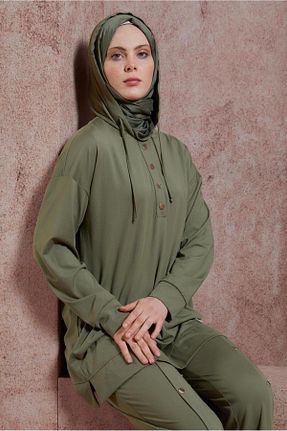 ست گرمکن حجاب خاکی زنانه رگولار Alvina - کد 824851534