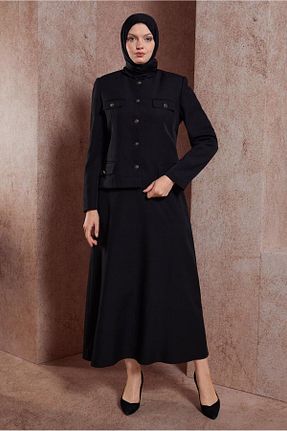 ست بالاتنه و پائین تنه حجاب مشکی زنانه رگولار Alvina - کد 828797327
