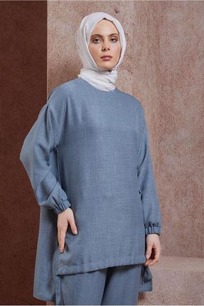 ست بالاتنه و پائین تنه حجاب سرمه ای زنانه رگولار Alvina - کد 822655749
