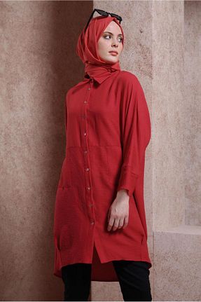 تونیک حجاب قرمز زنانه پلی استر Alvina - کد 817483550