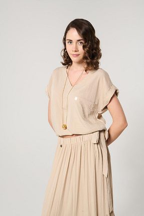 بلوز بژ زنانه ساده ZYRAH - کد 900661940