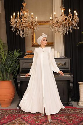 کلاه و ابایا سفید زنانه مخلوط پلی استر H HİJAB CENTER - کد 924319703