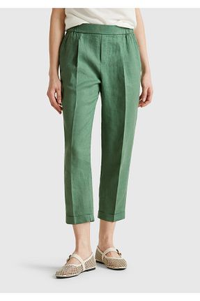 شلوار سبز زنانه کتان United Colors of Benetton - کد 921666584