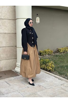 لباس قهوه ای زنانه کرپ Selly - کد 921670332