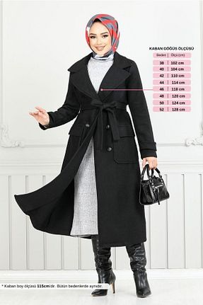 پالتو پشمی حجاب مشکی زنانه رگولار ModaMerve - کد 880208111