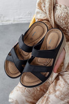 دمپائی مشکی زنانه چرم مصنوعی ShoesBag - کد 832907151