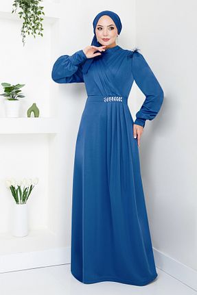 لباس مجلسی حجاب سرمه ای زنانه یقه دوچرخه ModaMerve - کد 856924901