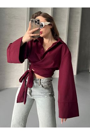 پیراهن زرشکی زنانه Overshirt Mitay - کد 921681621