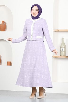 ست بالاتنه و پائین تنه بنفش زنانه بافتنی ModaMerve - کد 801434792