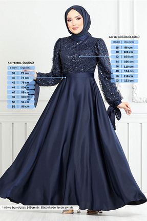 لباس مجلسی حجاب سرمه ای ساتن ModaMerve - کد 905643915