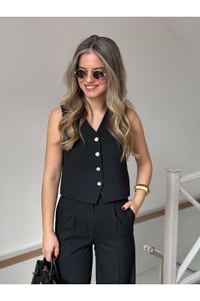 ست بالاتنه و پائین تنه مشکی زنانه بافتنی 2she - کد 921686483