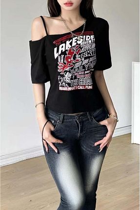 تیشرت مشکی زنانه رگولار Köstebek - کد 921699064