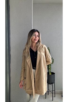 ترنچکت قهوه ای زنانه پلی ویسکون Güneş - کد 860030366