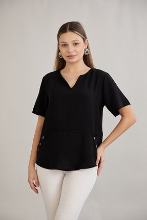 بلوز مشکی زنانه ساده Butik - کد 921716316