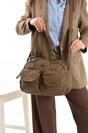 کیف دوشی قهوه ای زنانه چرم مصنوعی 571 Collections Çanta - کد 921717722