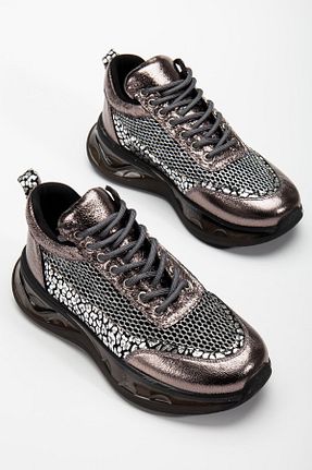 کفش اسنیکر طلائی زنانه بند دار SUİNS SHOES - کد 921722303