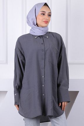 پیراهن حجاب طوسی زنانه رگولار İmajButik - کد 921758565