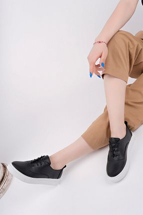 کفش اسنیکر مشکی زنانه چرم اصل Deripabuc - کد 977587