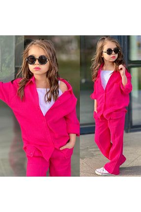 ست بالاتنه و پائین تنه صورتی بچه گانه بافتنی bambam kids wear - کد 922702855