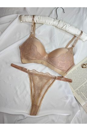 ست لباس زیر سایز بزرگ بژ زنانه ROZENİN LINGERIE - کد 922439454