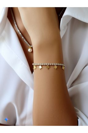 دستبند استیل (فولاد) زرد زنانه سنگ LUNİS LUXE - کد 903504535