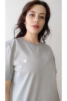 تیشرت طوسی زنانه اورسایز ecenurbutik - کد 921797208