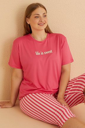 ست لباس راحتی سایز بزرگ رنگی زنانه نوشته / شعار Pijamaevi - کد 921815506